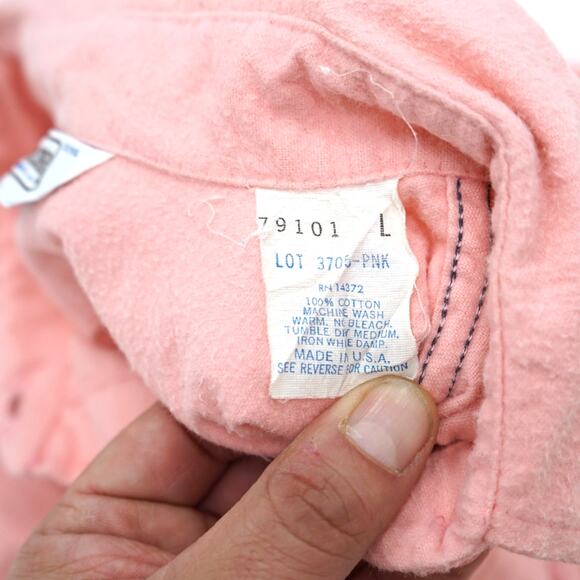 Vintage 90s Five Brother Pink Flannel Work Shirt Mens Small - Picture 7 of 8